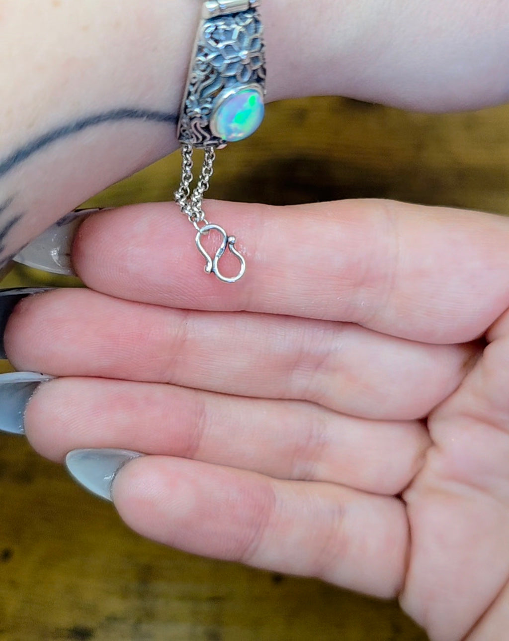 White Opal Sterling Silver Bracelet