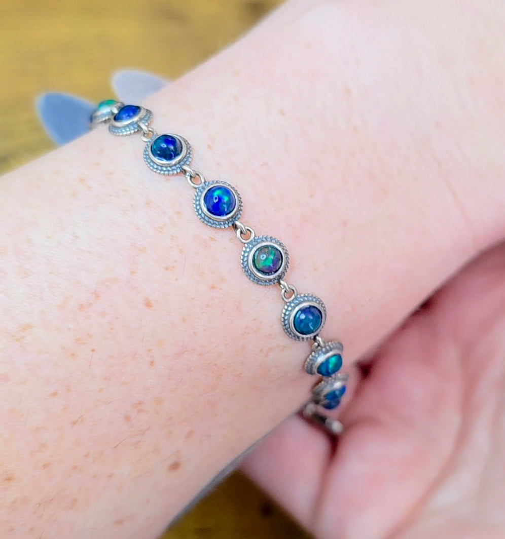 Black Opal Sterling Silver Bracelet B