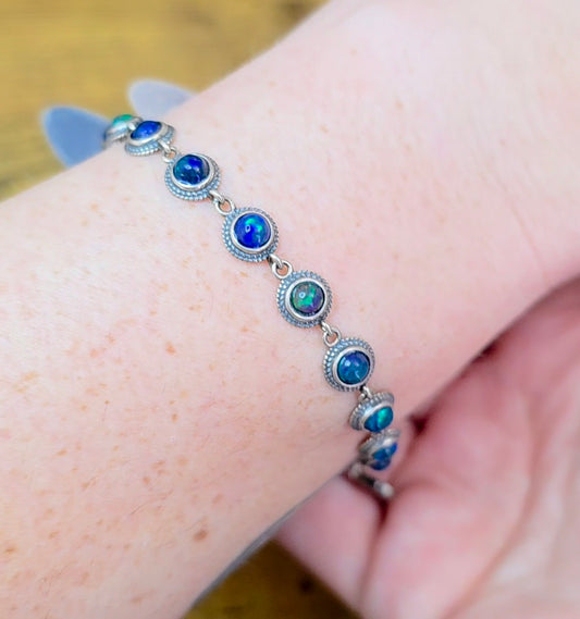Black Opal Sterling Silver Bracelet B