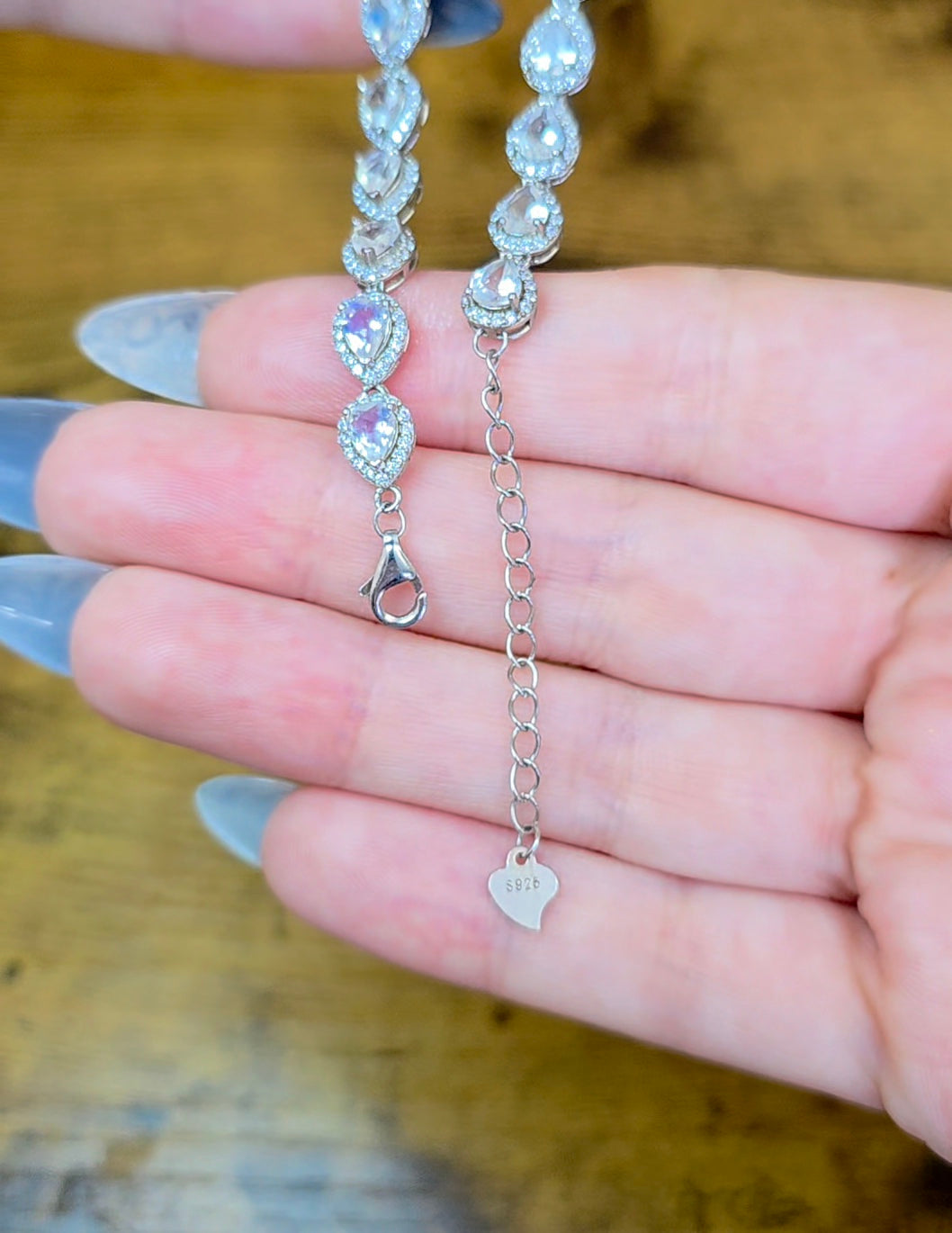 Faceted Rainbow Moonstone Sterling Silver Bracelet