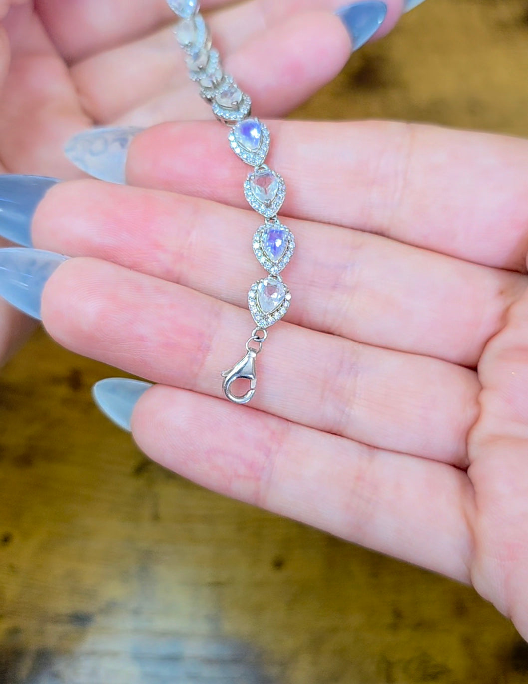 Faceted Rainbow Moonstone Sterling Silver Bracelet