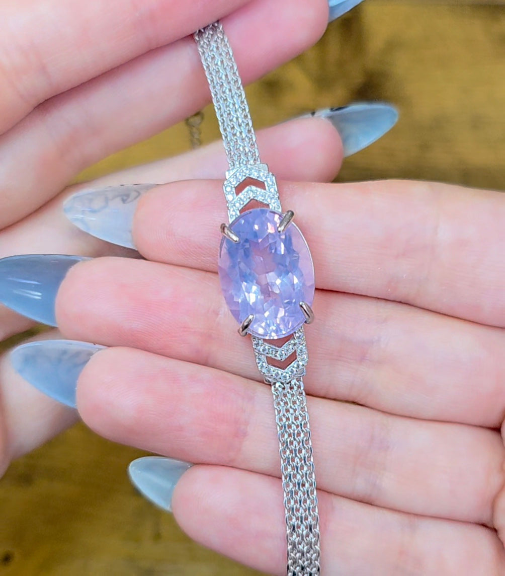 Lavender Moon Quartz Sterling Silver Bracelet