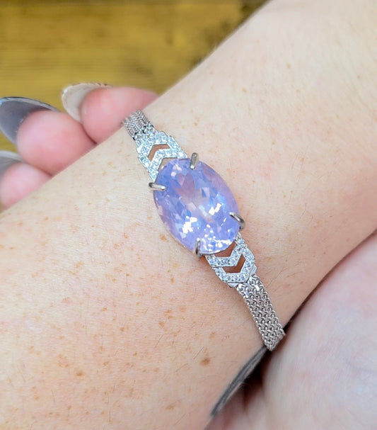 Lavender Moon Quartz Sterling Silver Bracelet