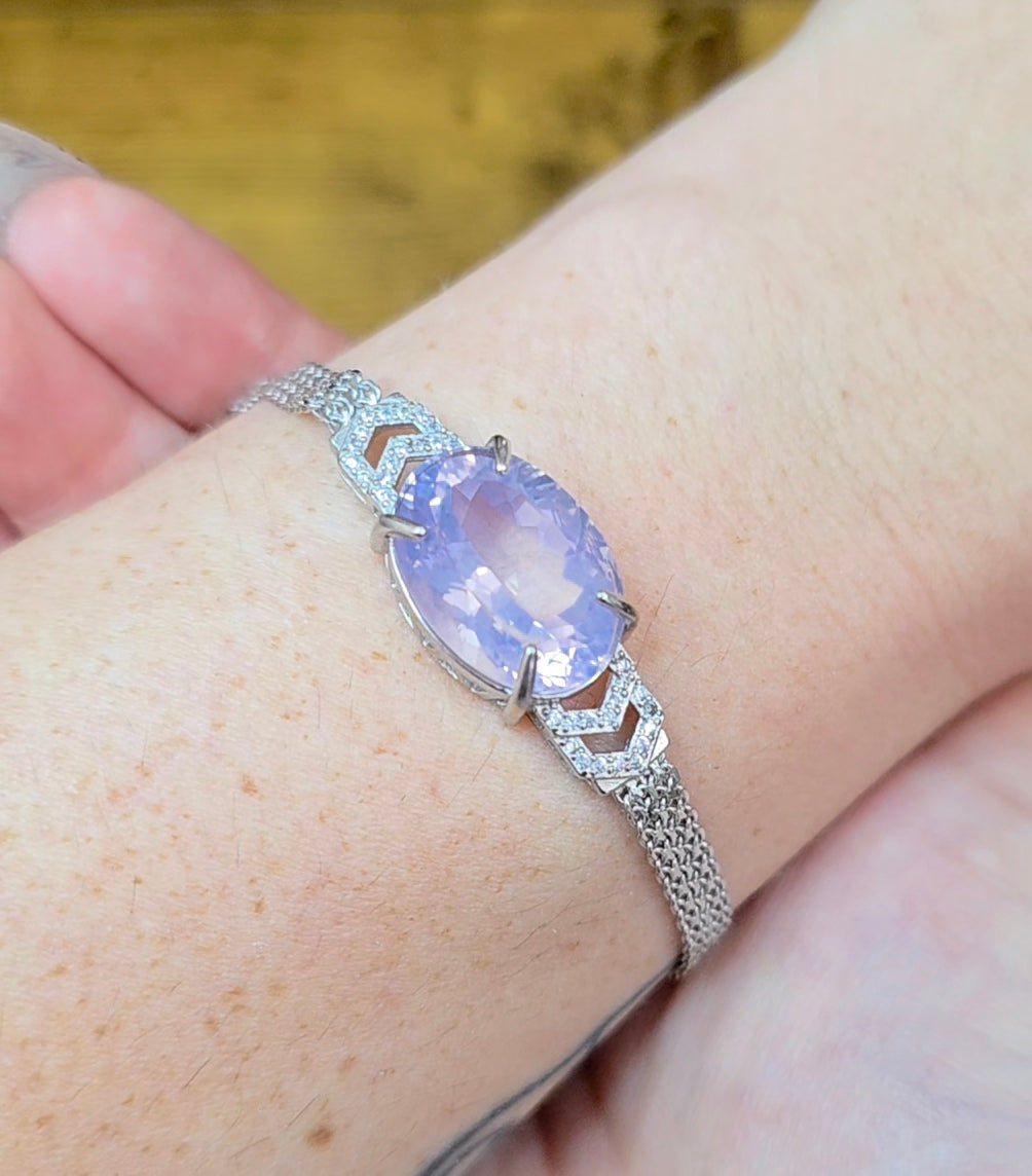 Lavender Moon Quartz Sterling Silver Bracelet