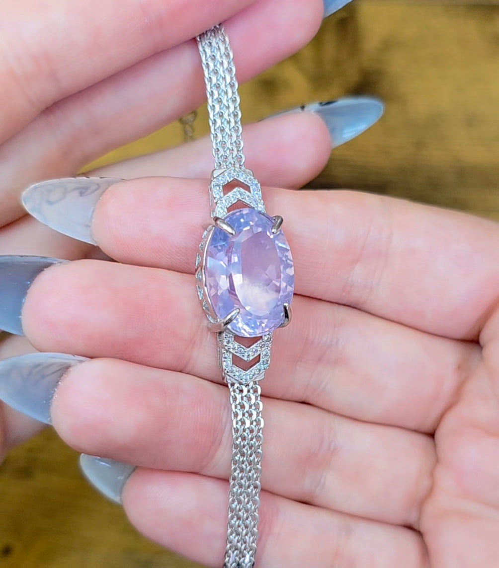 Lavender Moon Quartz Sterling Silver Bracelet