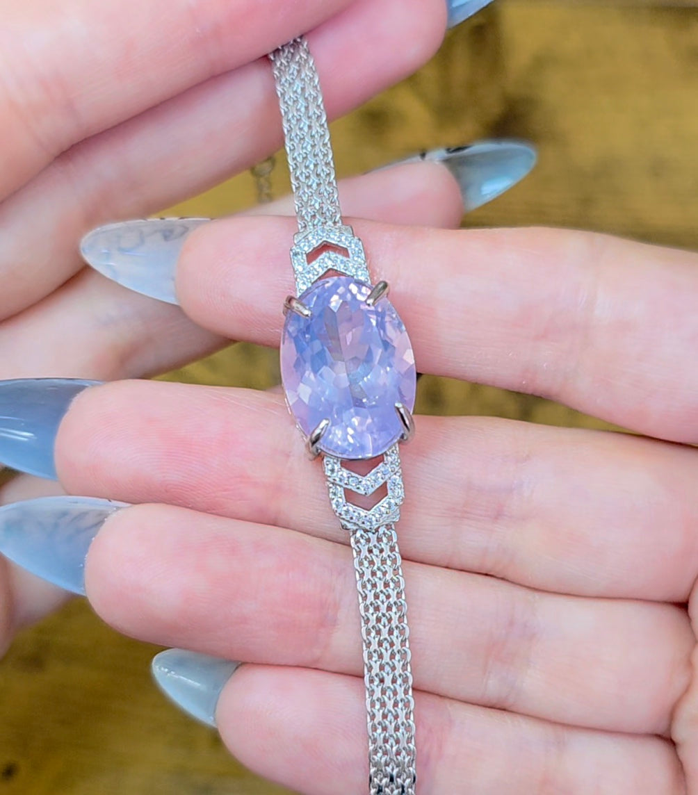 Lavender Moon Quartz Sterling Silver Bracelet