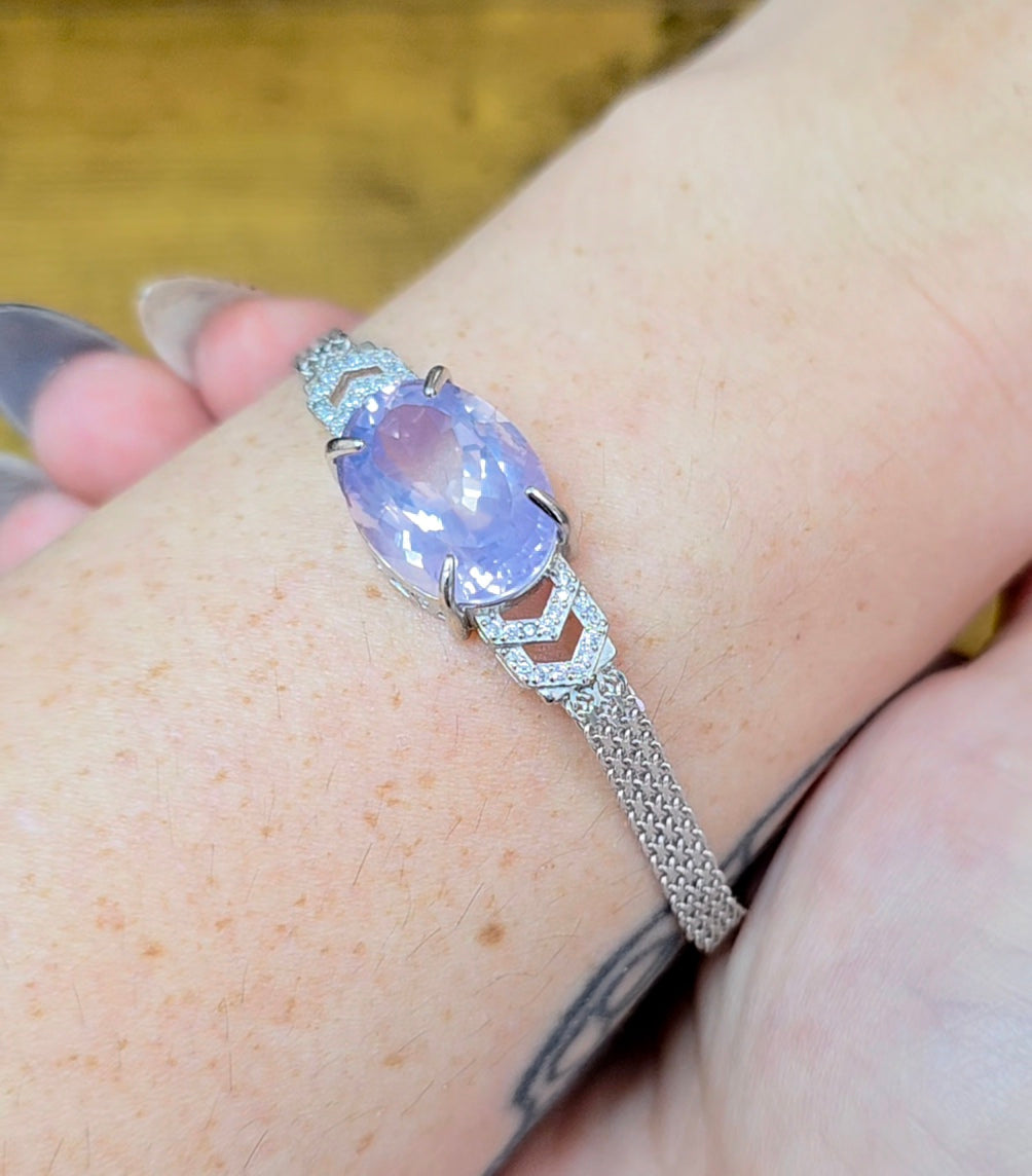 Lavender Moon Quartz Sterling Silver Bracelet