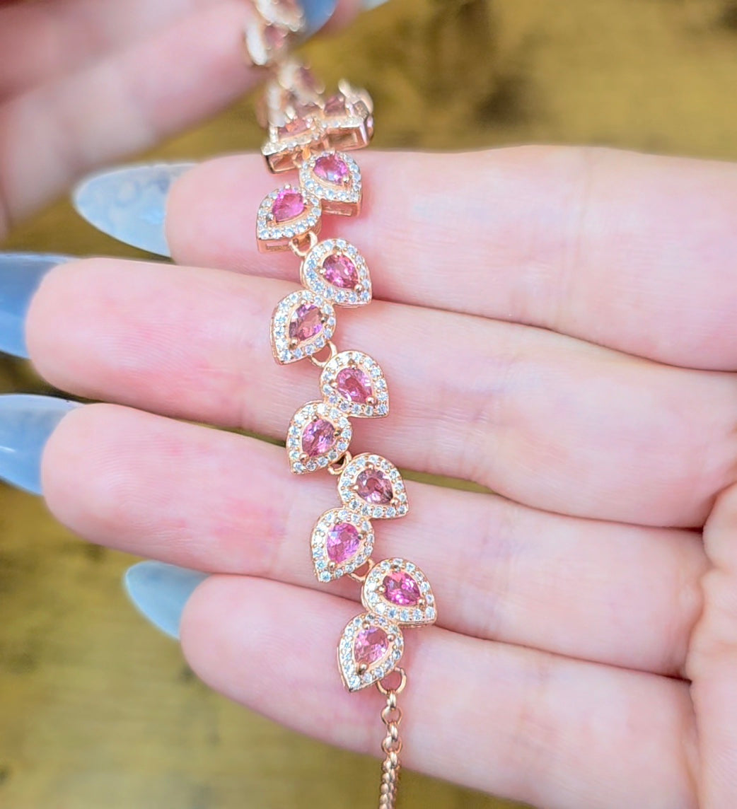 Pink Tourmaline Sterling Silver Bracelet