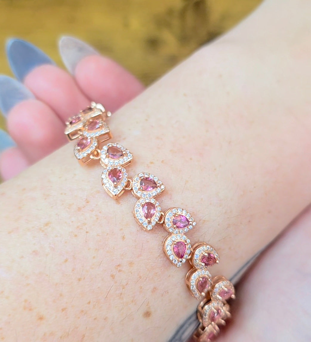Pink Tourmaline Sterling Silver Bracelet