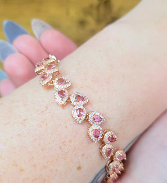 Pink Tourmaline Sterling Silver Bracelet
