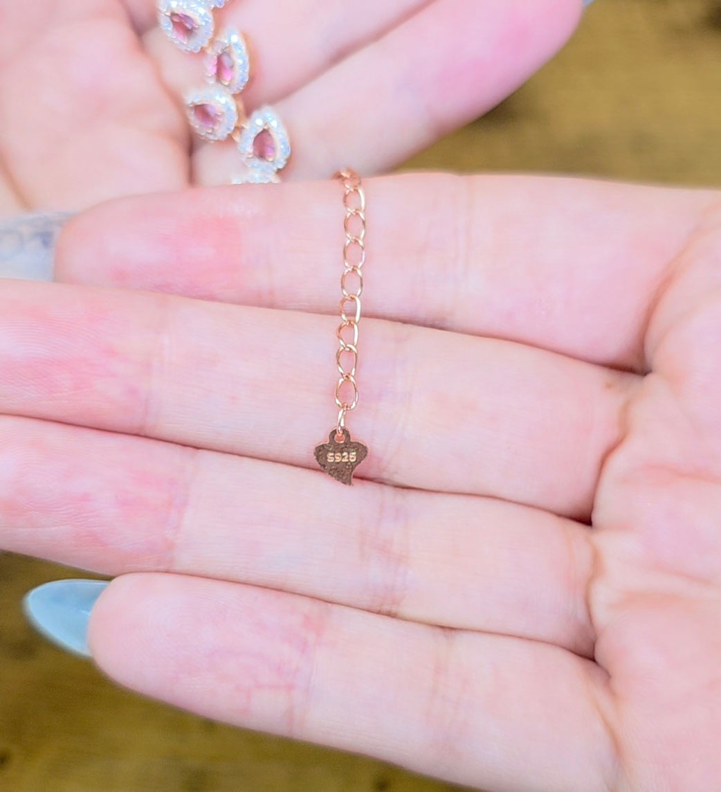 Pink Tourmaline Sterling Silver Bracelet