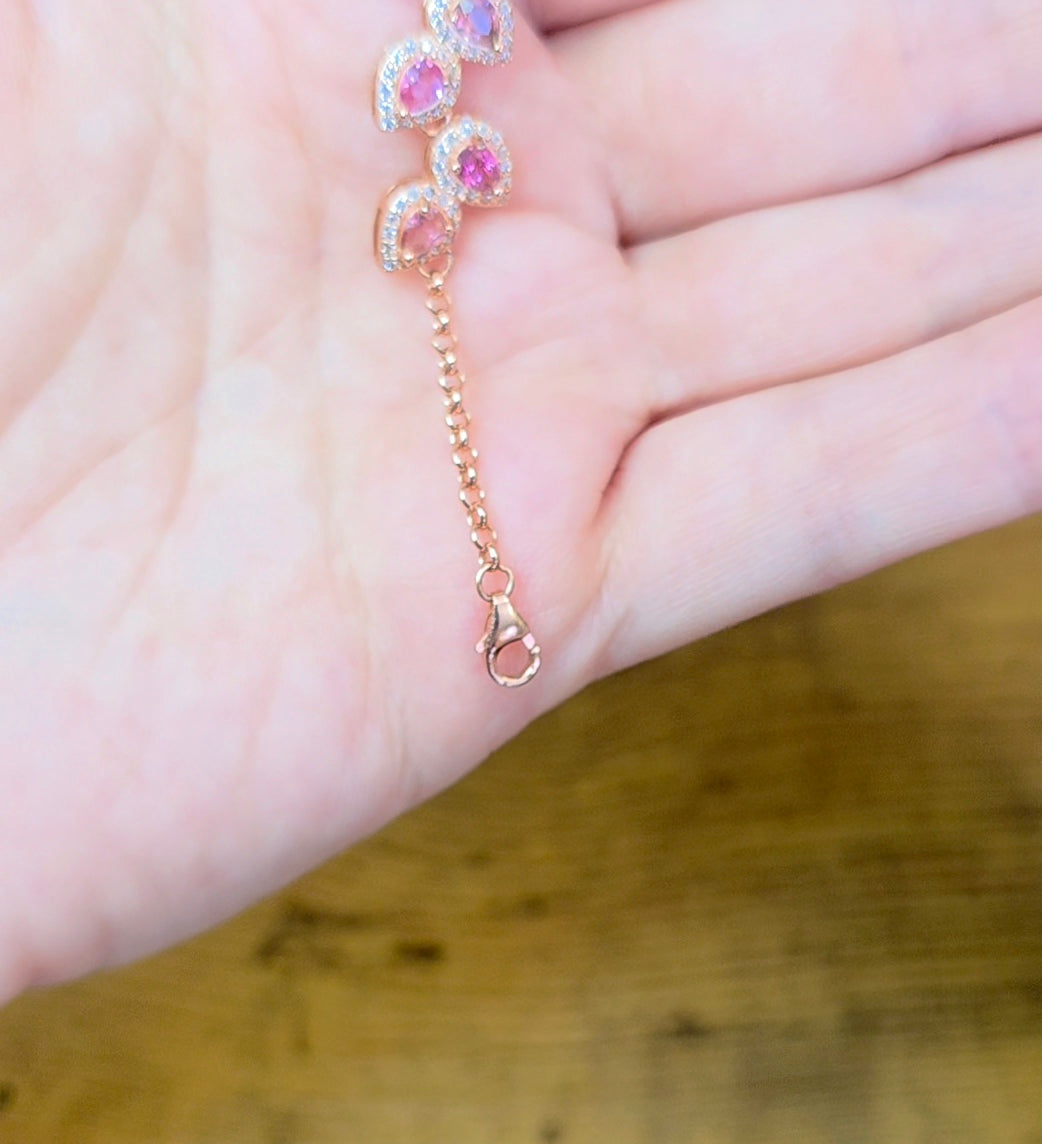 Pink Tourmaline Sterling Silver Bracelet
