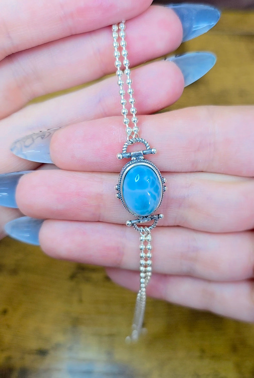 Larimar Sterling Silver Bracelet