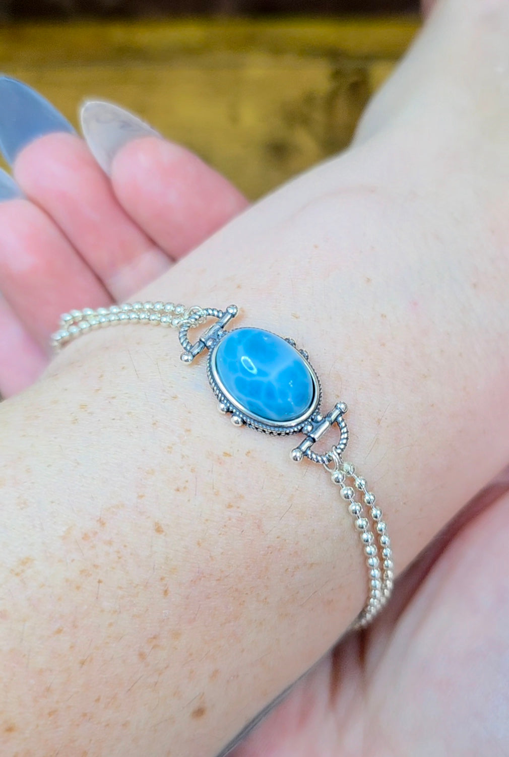 Larimar Sterling Silver Bracelet