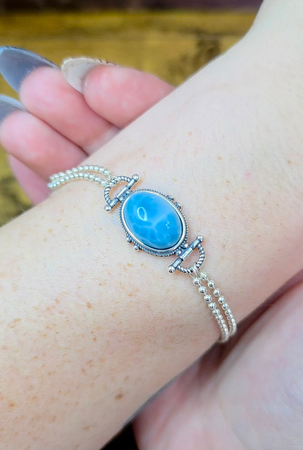 Larimar Sterling Silver Bracelet