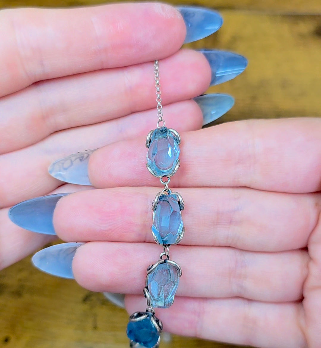 Aquamarine Freeform Sterling Silver Bracelet