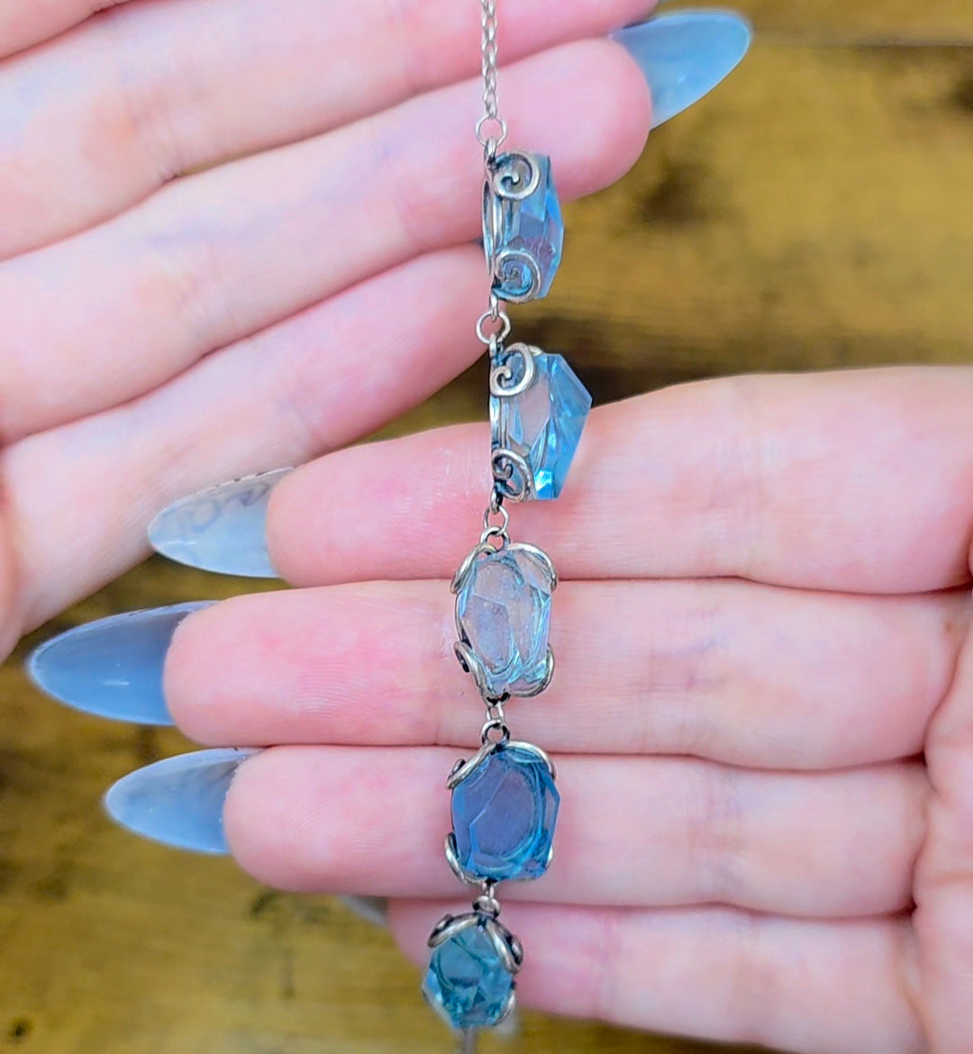 Aquamarine Freeform Sterling Silver Bracelet