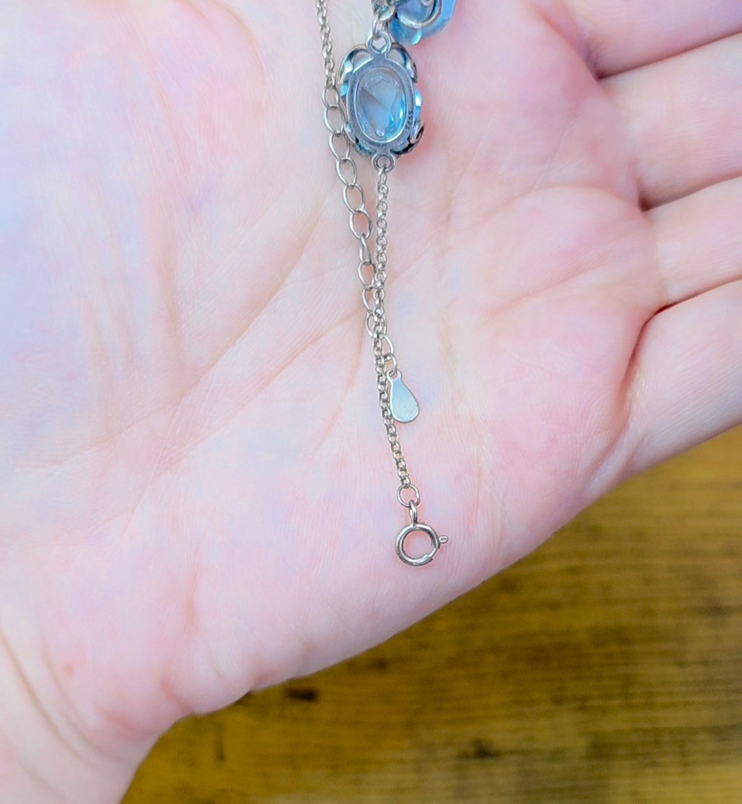 Aquamarine Freeform Sterling Silver Bracelet