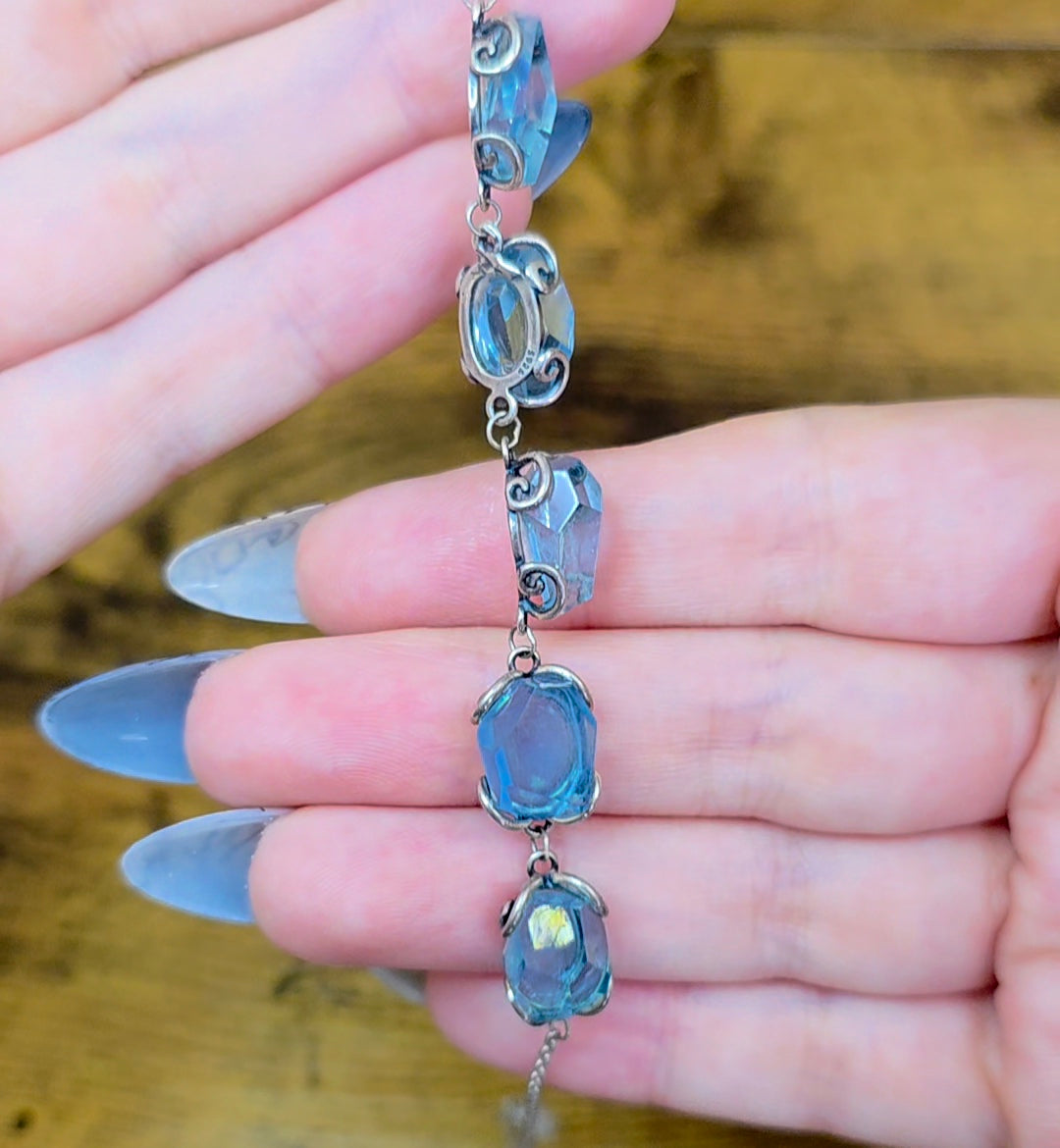 Aquamarine Freeform Sterling Silver Bracelet
