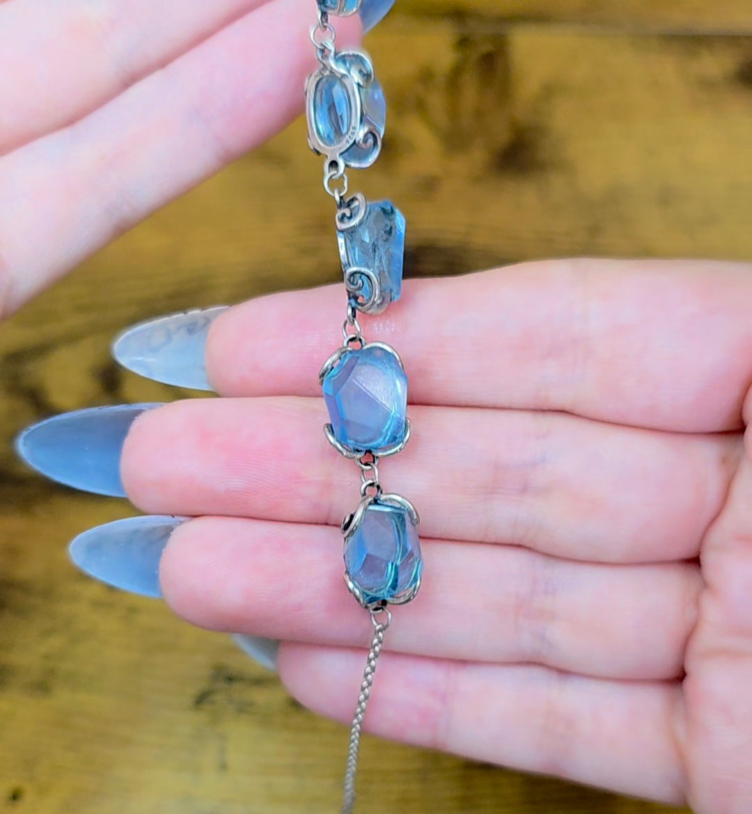 Aquamarine Freeform Sterling Silver Bracelet
