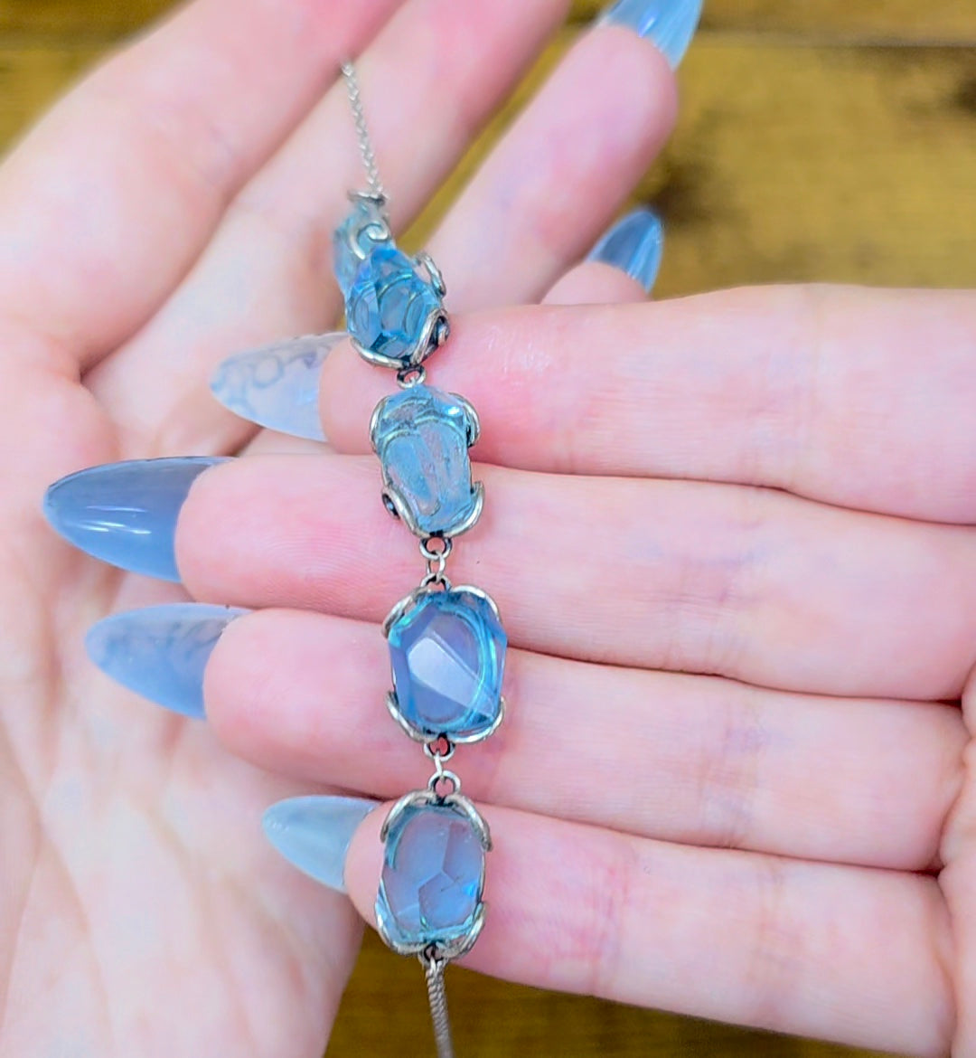 Aquamarine Freeform Sterling Silver Bracelet