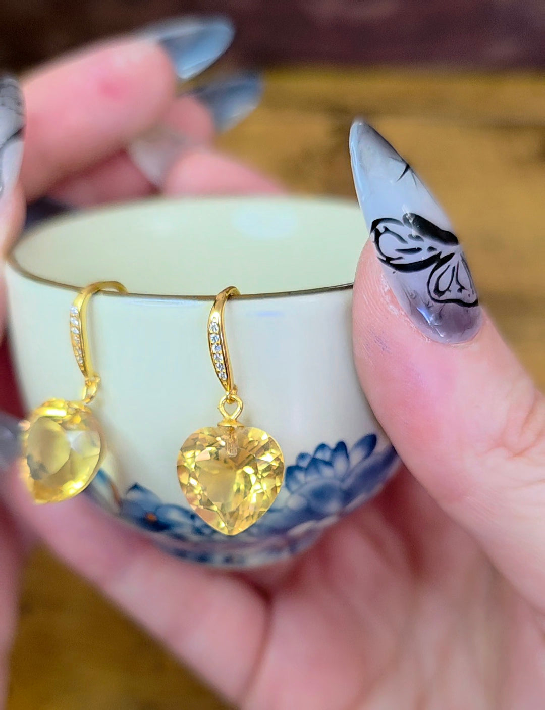 Citrine Heart Earrings