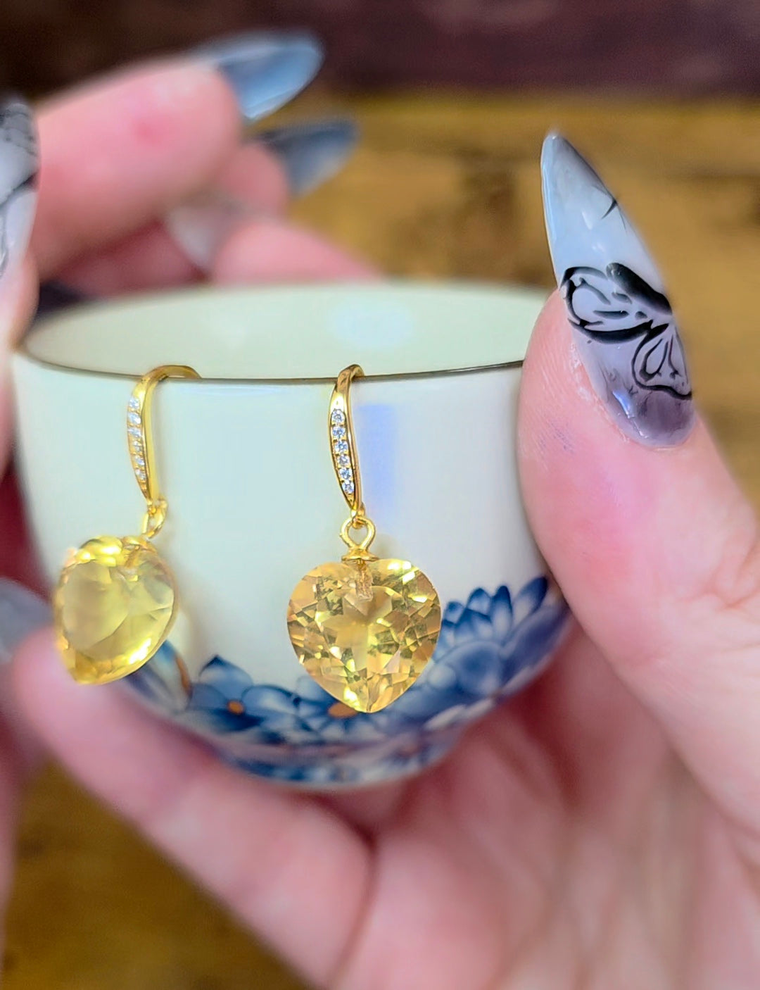 Citrine Heart Earrings
