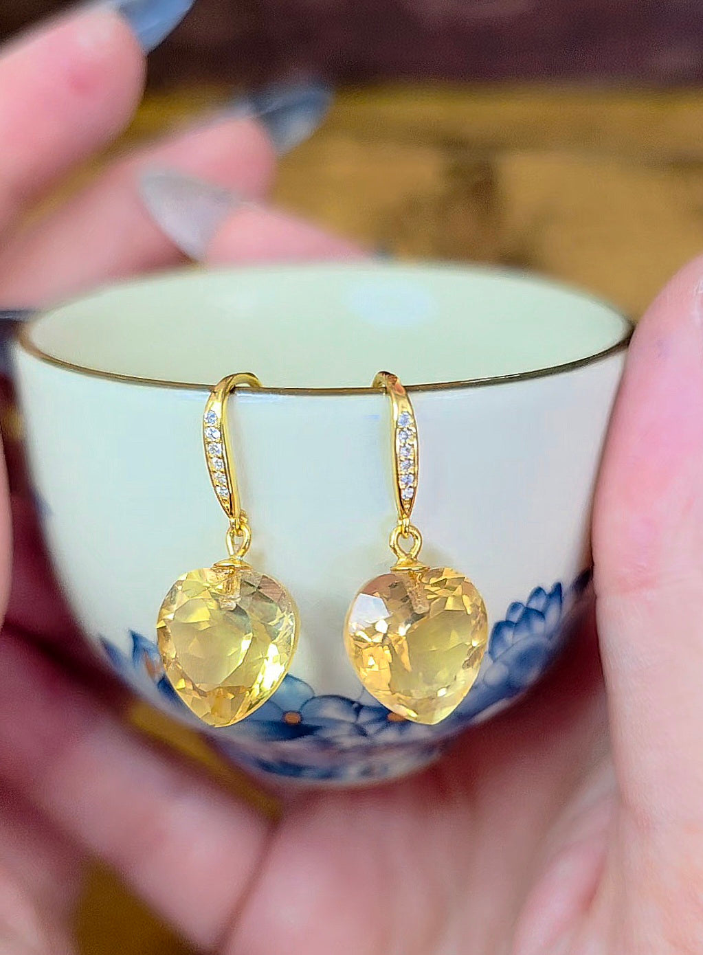 Citrine Heart Earrings