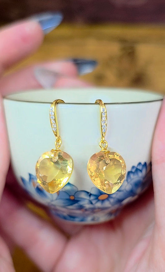Citrine Heart Earrings