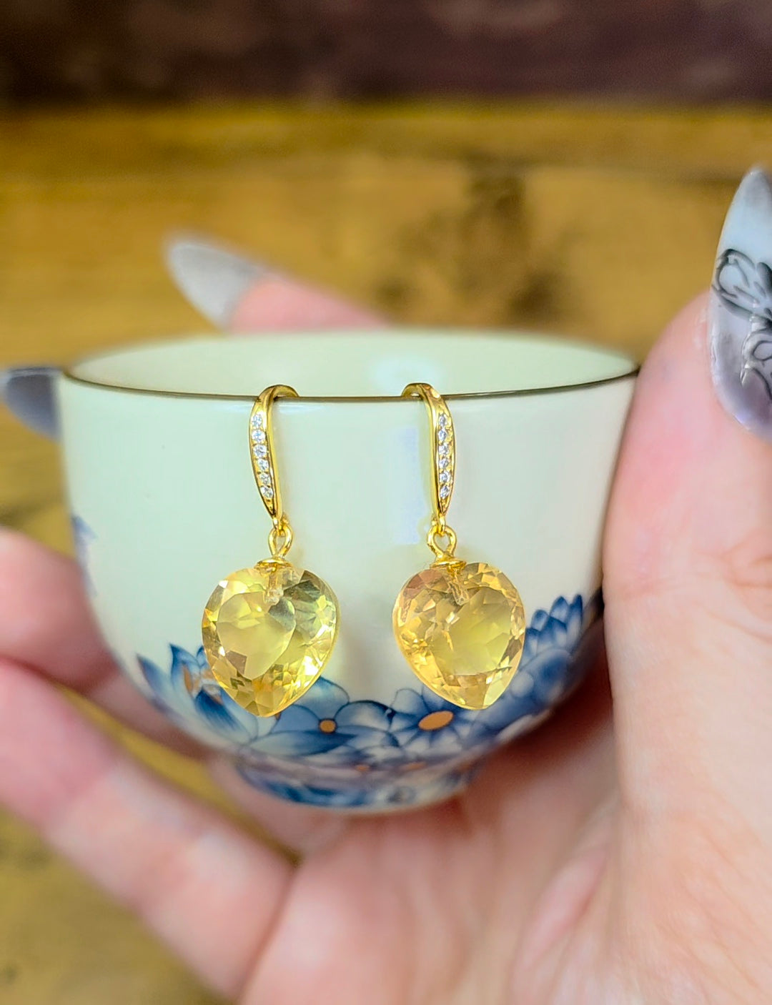 Citrine Heart Earrings