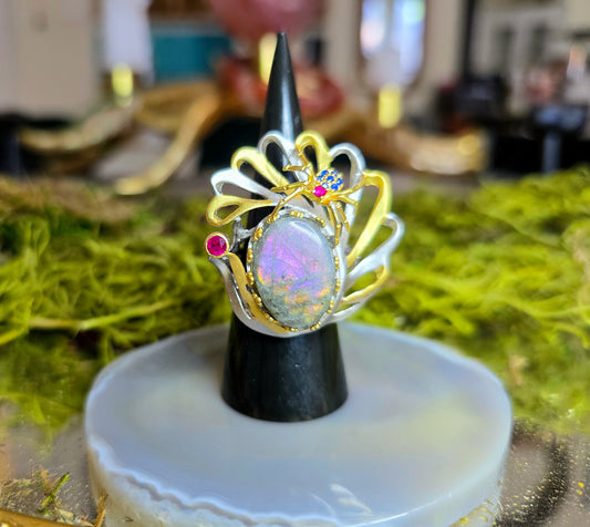 Labradorite Spiderweb Ring