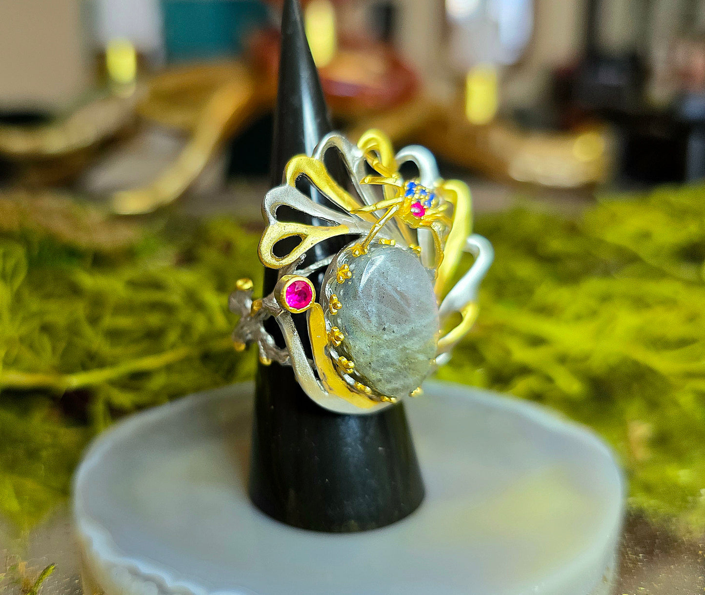 Labradorite Spiderweb Ring