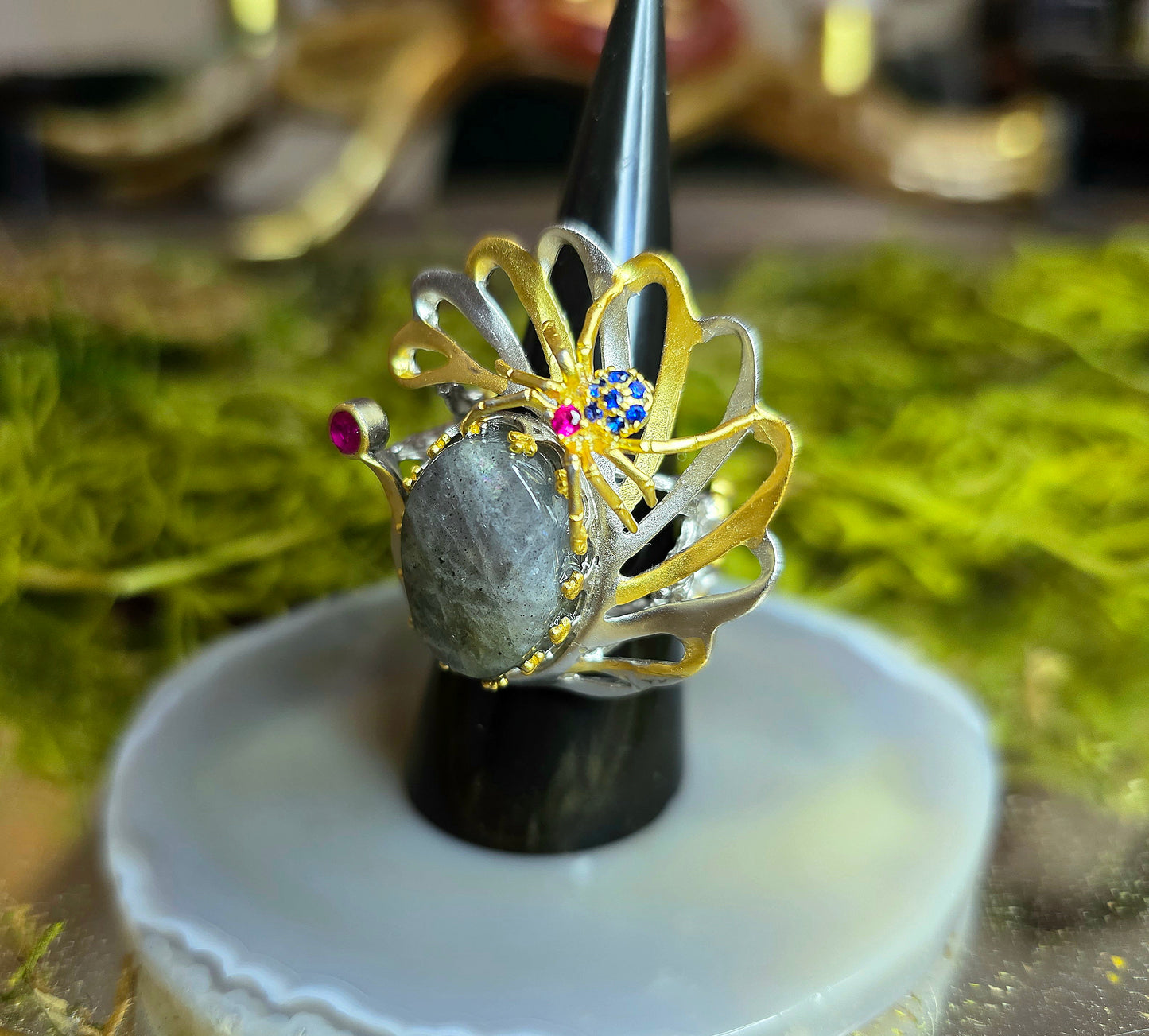 Labradorite Spiderweb Ring