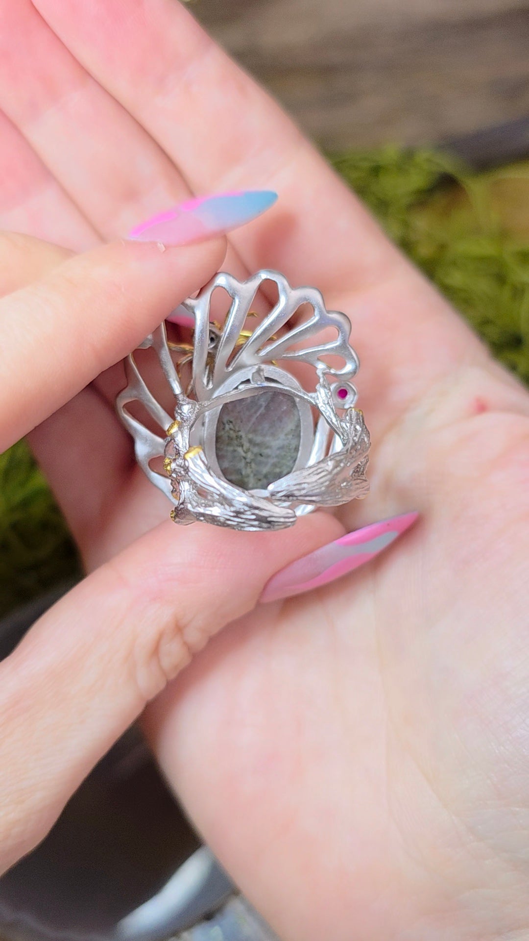 Labradorite Spiderweb Ring