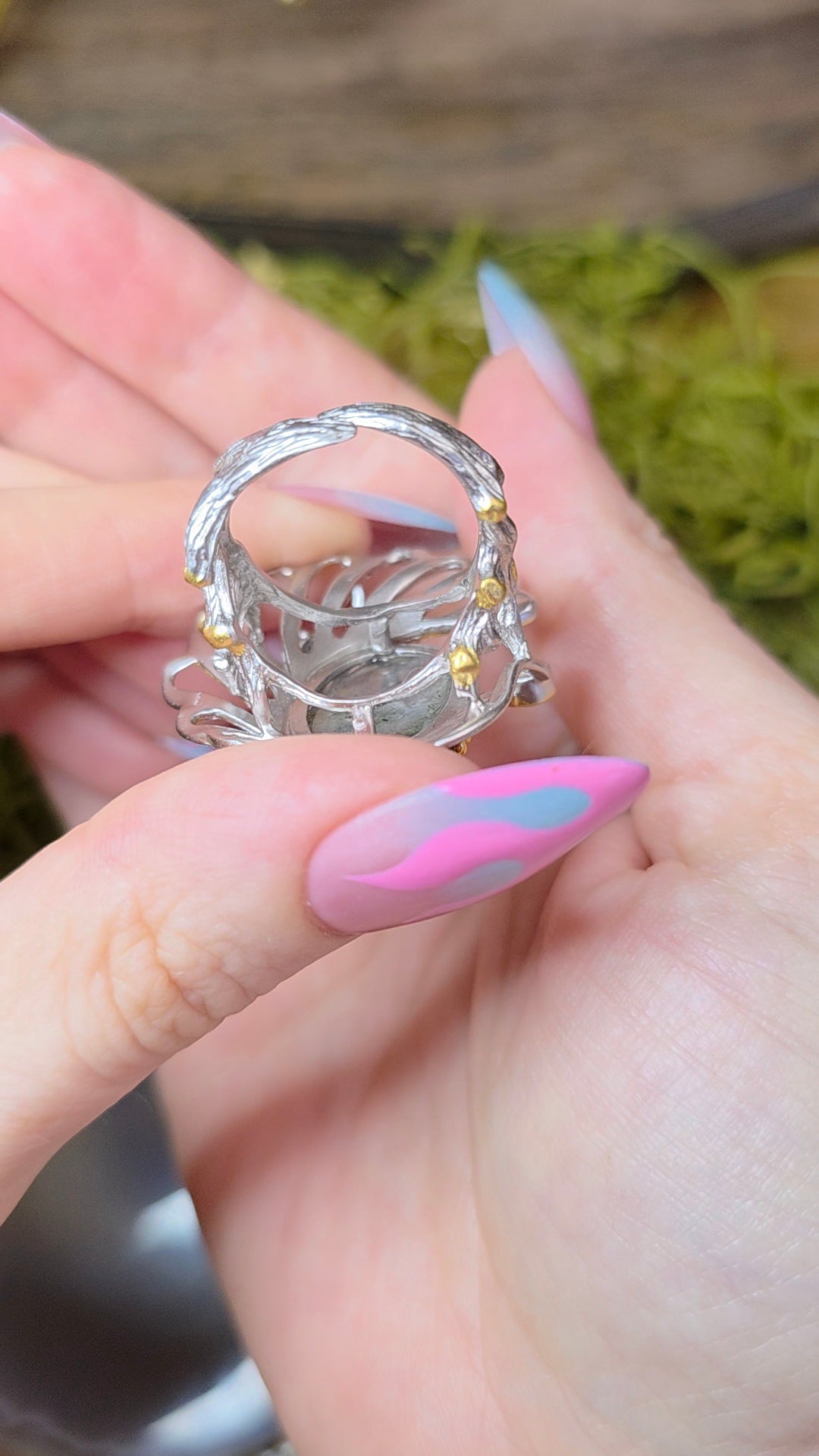 Labradorite Spiderweb Ring