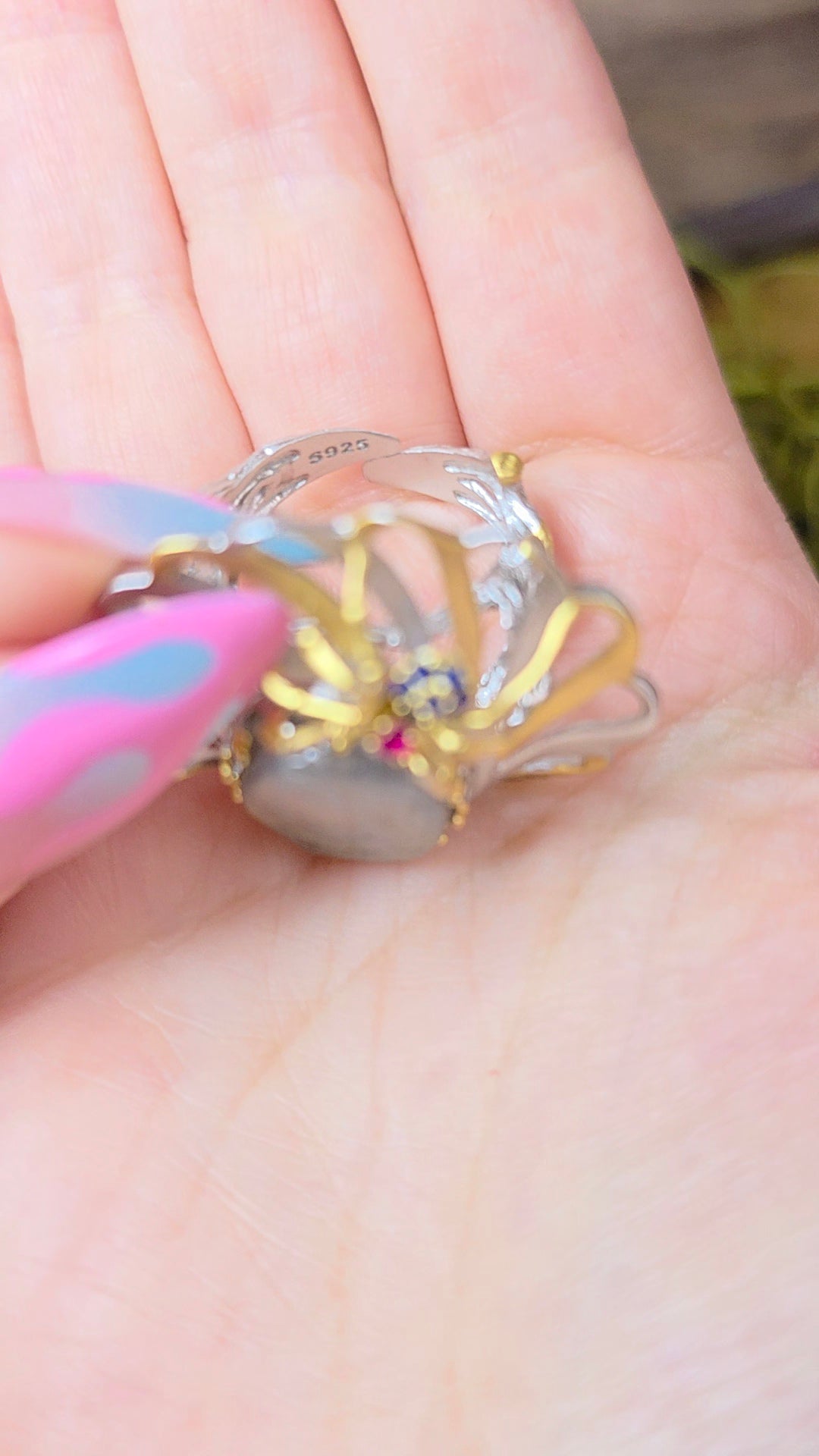 Labradorite Spiderweb Ring