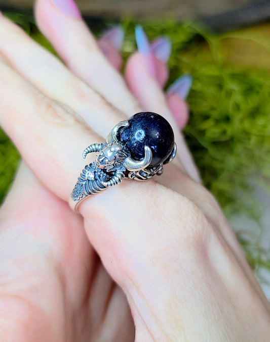 Iolite and Sunstone Lilith Ring