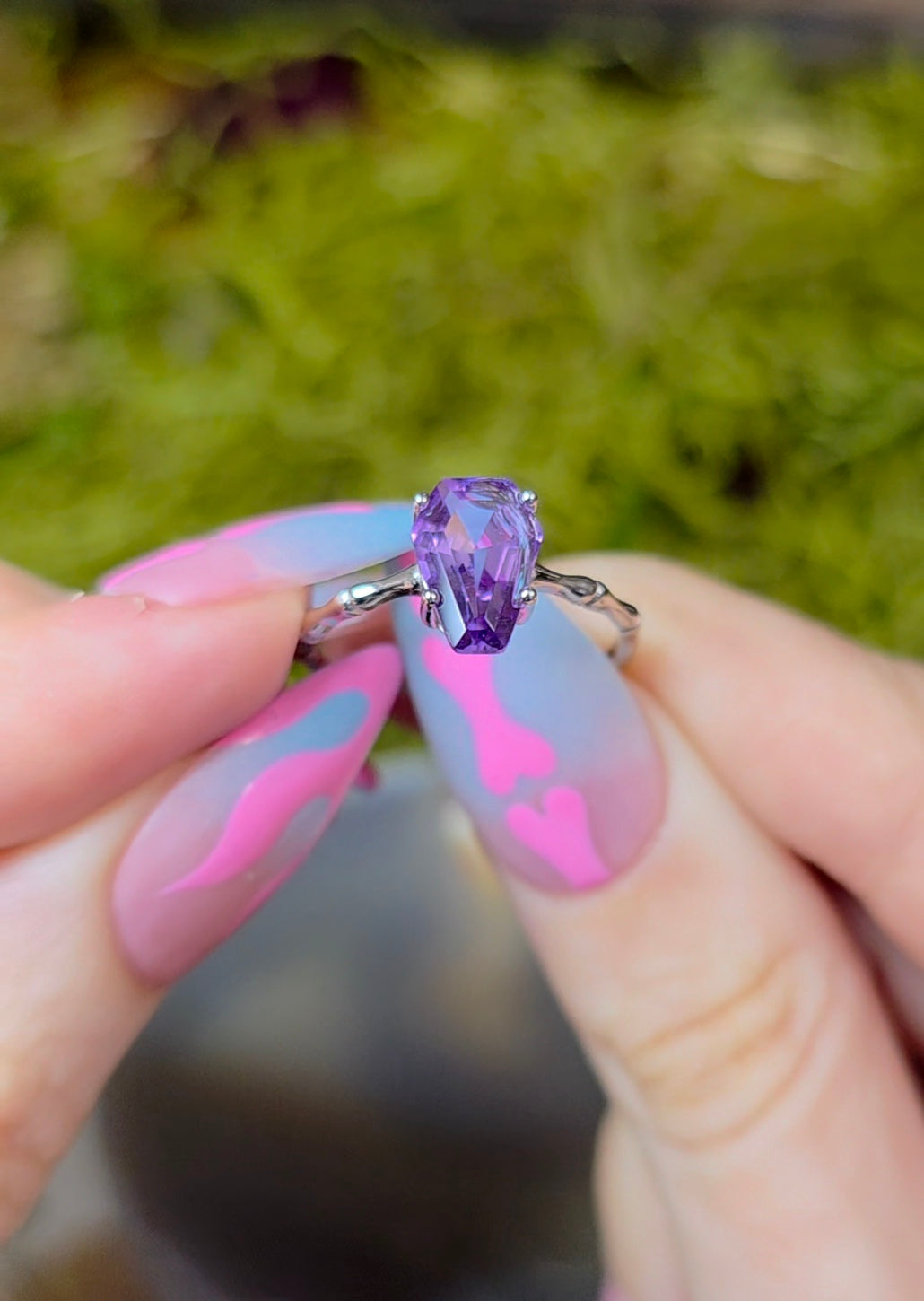 Amethyst Coffin Ring B