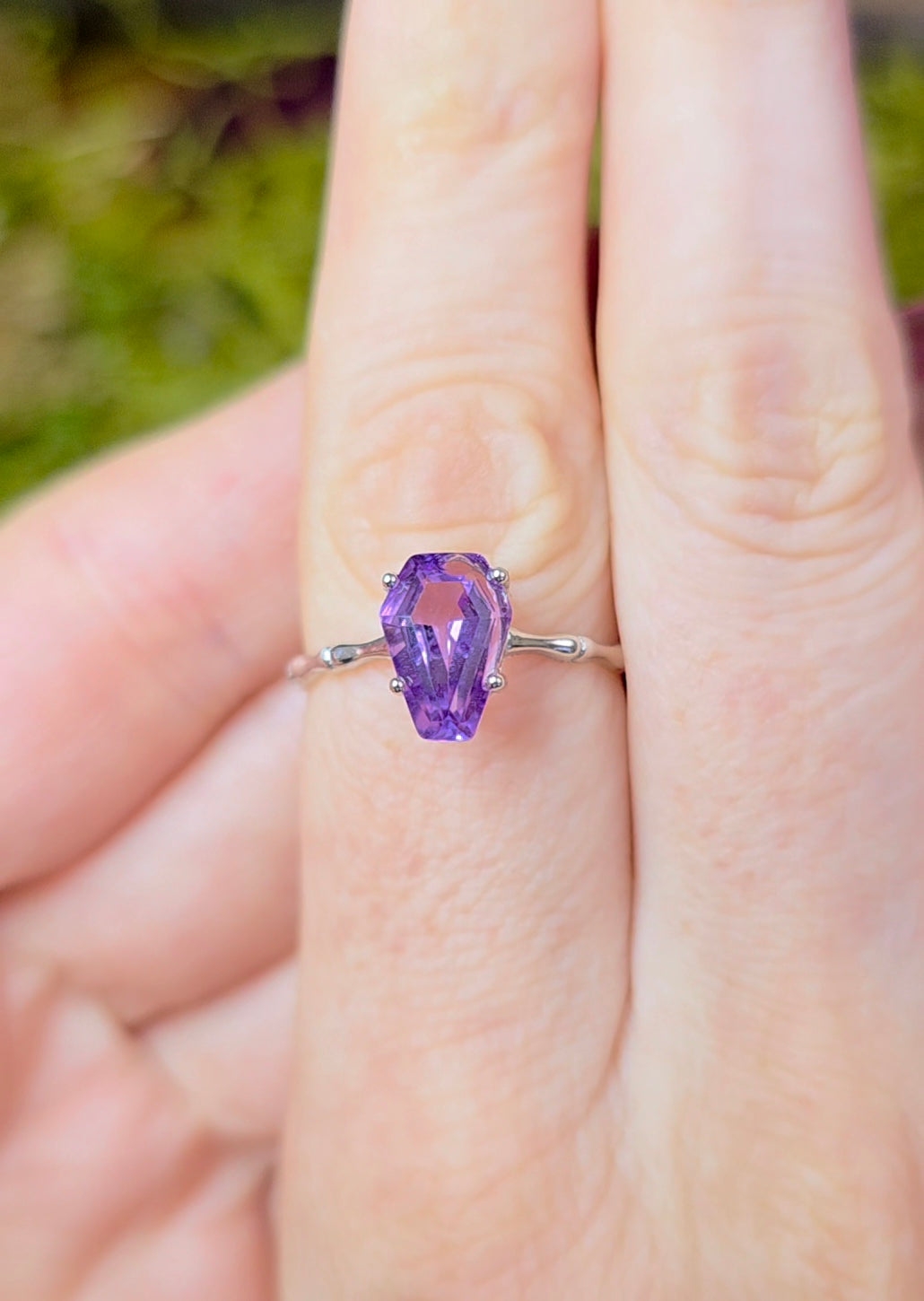 Amethyst Coffin Ring B