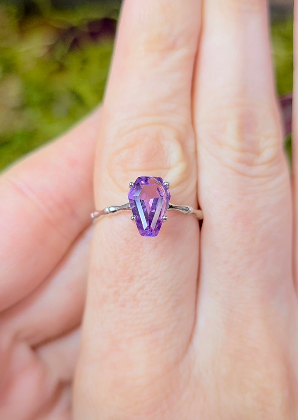 Amethyst Coffin Ring B