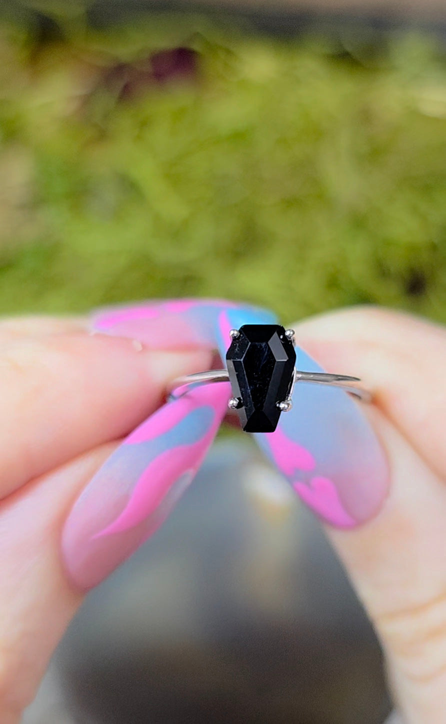 Black Spinel Coffin Ring
