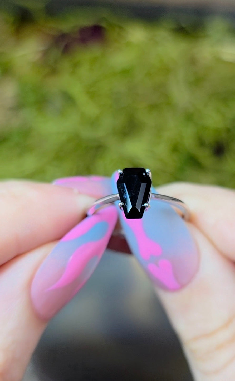Black Spinel Coffin Ring