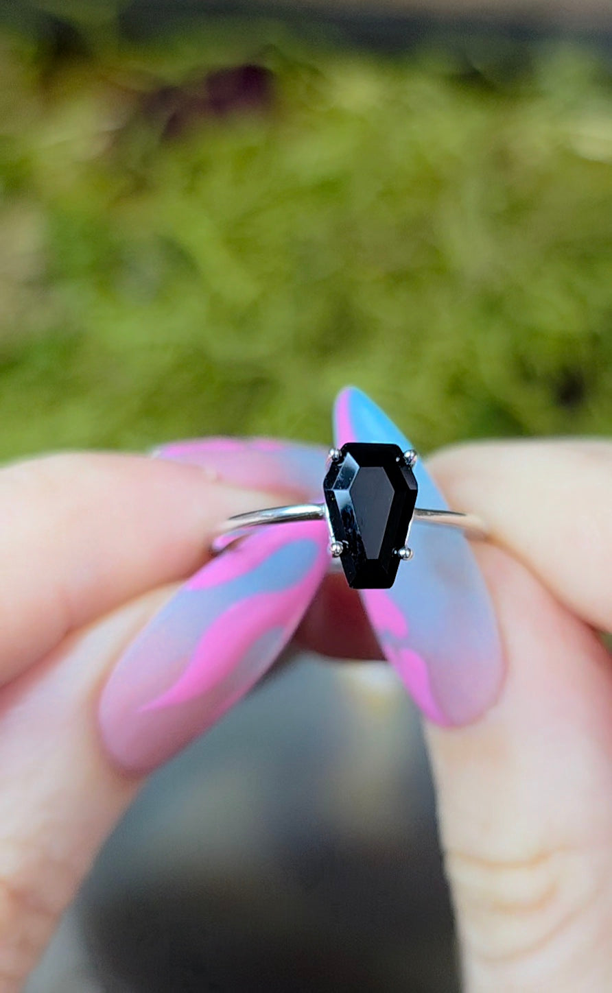 Black Spinel Coffin Ring