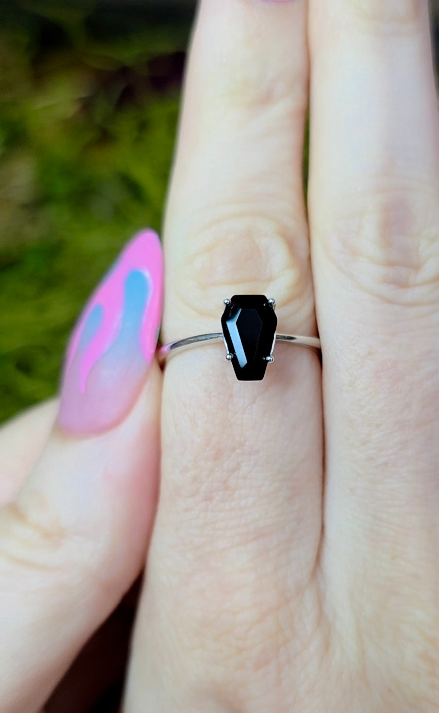 Black Spinel Coffin Ring