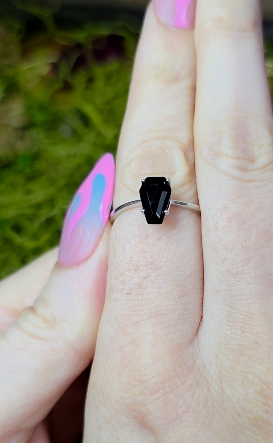 Black Spinel Coffin Ring