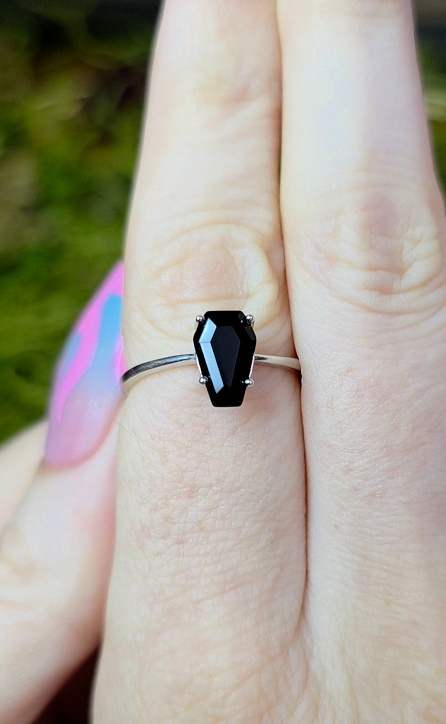 Black Spinel Coffin Ring
