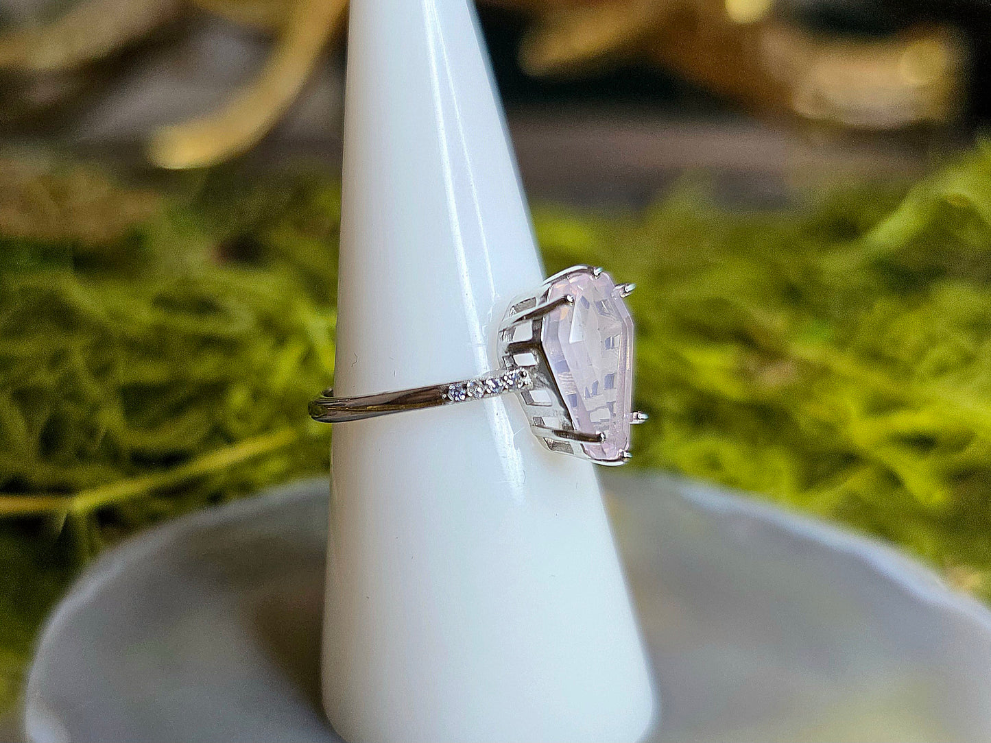 Rose Quartz Coffin Ring