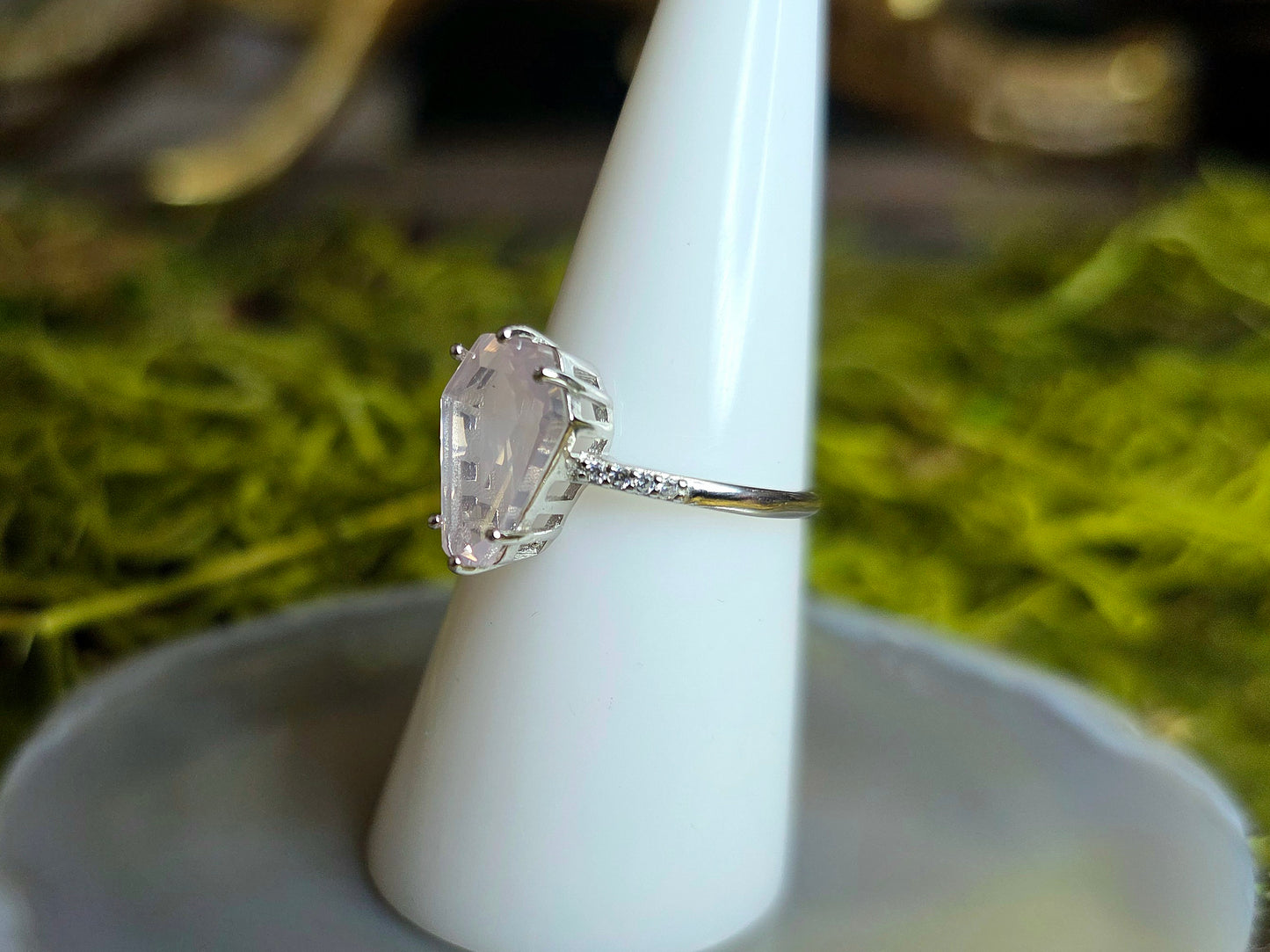 Rose Quartz Coffin Ring