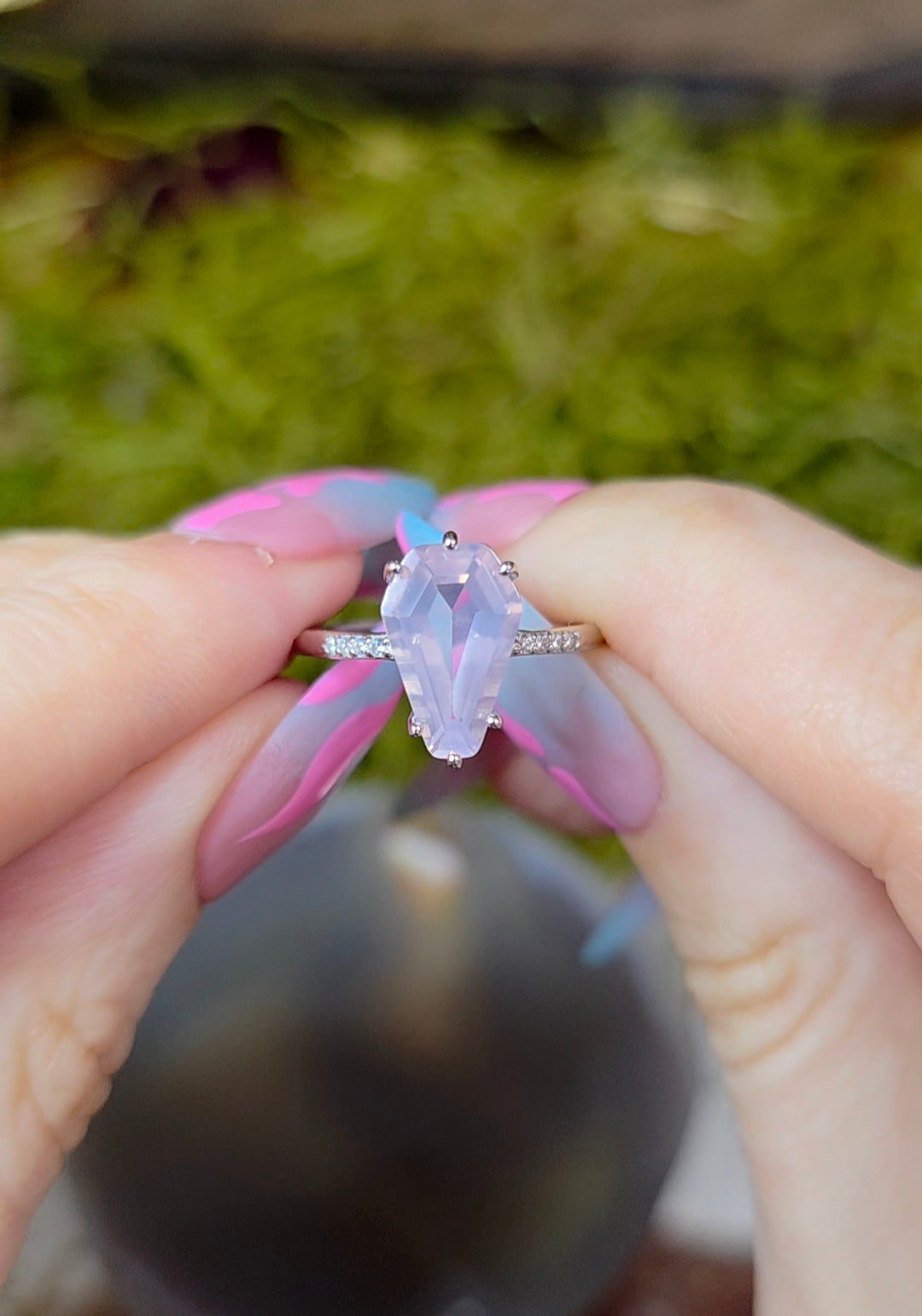 Rose Quartz Coffin Ring