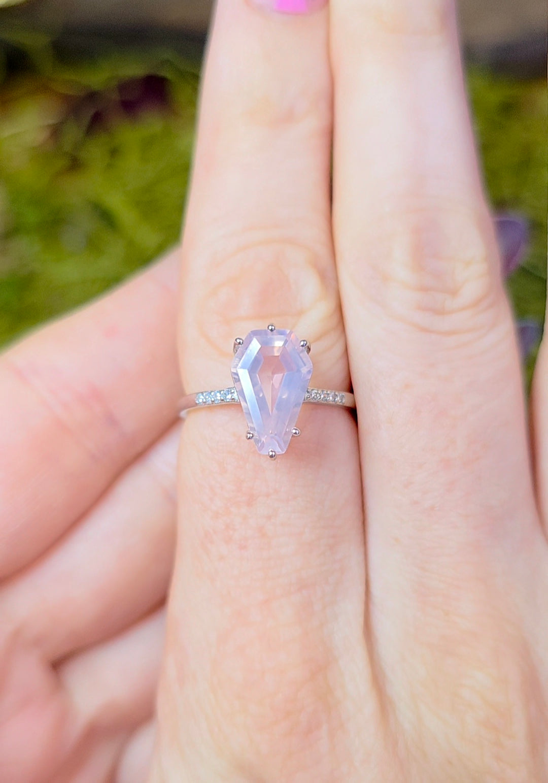 Rose Quartz Coffin Ring